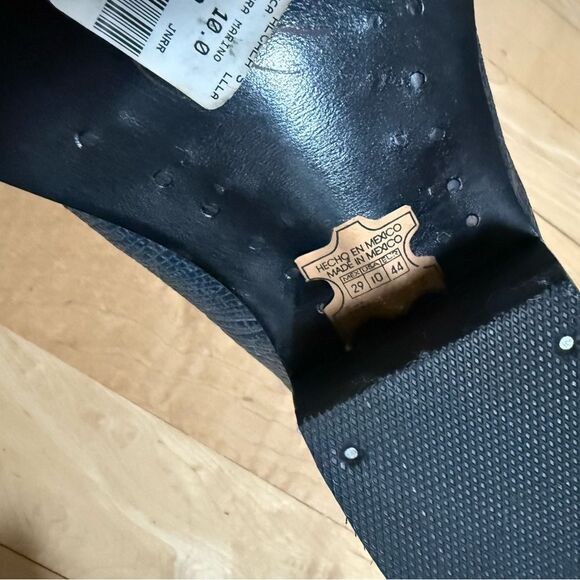 Mezcalero Mexico Made Embossed Leather Western Leather Booties in Blue 10EE